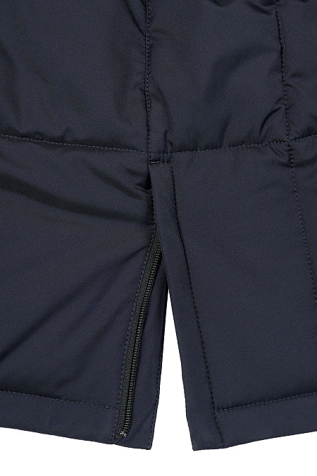 Удлиненный стеганый пуховик-пальто с меховым воротником темно-синий  для мужчин бренда Meucci (Италия), арт. 9209 - фото. Цвет: Темно-синий. Купить в интернет-магазине https://shop.meucci.ru
