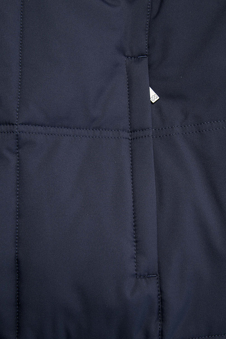 Удлиненный стеганый пуховик-пальто с меховым воротником темно-синий  для мужчин бренда Meucci (Италия), арт. 9209 - фото. Цвет: Темно-синий. Купить в интернет-магазине https://shop.meucci.ru
