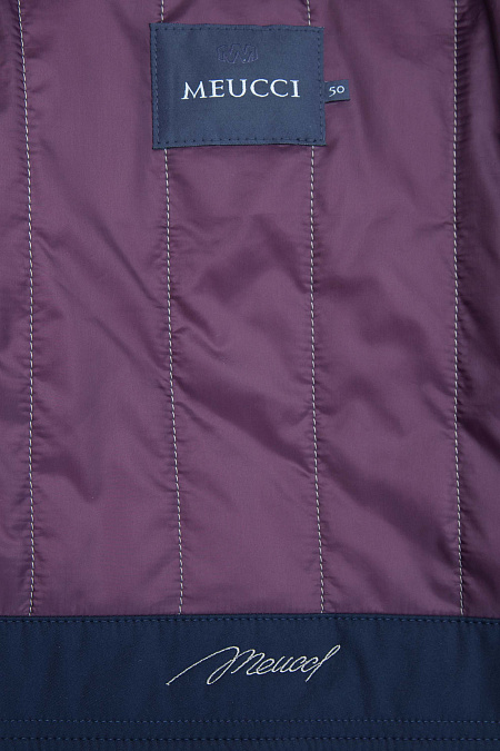 Удлиненный стеганый пуховик-пальто с меховым воротником темно-синий  для мужчин бренда Meucci (Италия), арт. 9209 - фото. Цвет: Темно-синий. Купить в интернет-магазине https://shop.meucci.ru
