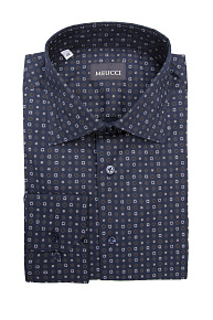 Рубашка темно-синяя с орнаментом  (SL 902022 RL 91AG/302203)