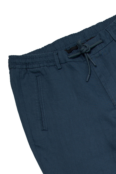 Мужские брюки льняные темно-синего цвета арт. VB 4675 BLUE Meucci (Италия) - фото. Цвет: Темно-синий. Купить в интернет-магазине https://shop.meucci.ru
