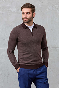 Джемпер-поло коричневого цвета с застежкой на молнию (43016/22025 BROWN)