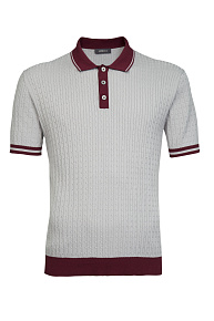 Поло светло-серое с бордовыми манжетами и воротником  (MEU-2510/DQSS12)