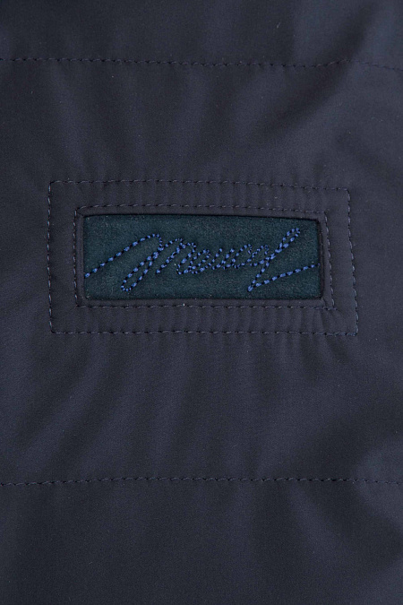  Пуховик с капюшоном и меховой опушкой темно-синего цвета  для мужчин бренда Meucci (Италия), арт. 1845 - фото. Цвет: Темно-синий. Купить в интернет-магазине https://shop.meucci.ru
