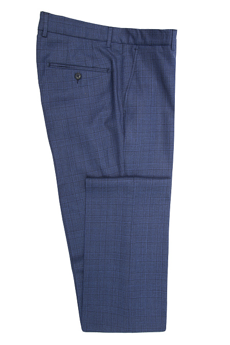 Мужские брюки из шерсти синие в клетку  арт. MI 15936320-02 Meucci (Италия) - фото. Цвет: Синий в клетку. Купить в интернет-магазине https://shop.meucci.ru
