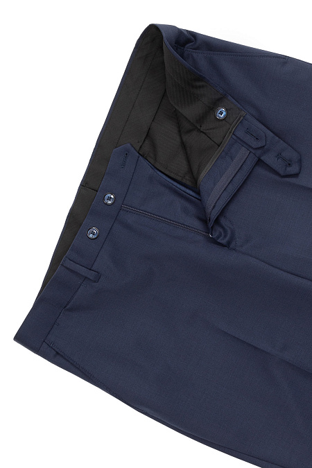 Мужские брюки классического стиля темно-синие из шерсти  арт. MI 30062/8033 Meucci (Италия) - фото. Цвет: Темно-синий. Купить в интернет-магазине https://shop.meucci.ru
