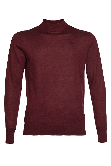 Мужская брендовая водолазка бордовая с горловиной стойка из смеси шерсти и шелка  арт. MOCKSILK/4M0833 Meucci (Италия) - фото. Цвет: Бордовый. Купить в интернет-магазине https://shop.meucci.ru

