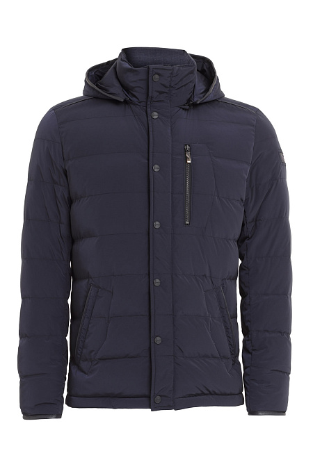 Легкий стеганый пуховик с капюшоном для мужчин бренда Meucci (Италия), арт. 1242/2 - фото. Цвет: Тёмно-синий. Купить в интернет-магазине https://shop.meucci.ru
