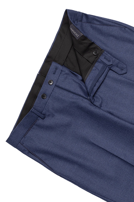 Мужские брендовые брюки из шерсти синего цвета  арт. RD 1711 BLUE Meucci (Италия) - фото. Цвет: Синий. Купить в интернет-магазине https://shop.meucci.ru
