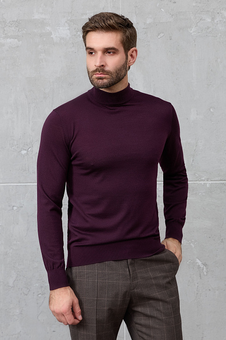 Мужская брендовая водолазка винного цвета с воротником-стойкой арт. 63016/22025 CERISE Meucci (Италия) - фото. Цвет: Винный. Купить в интернет-магазине https://shop.meucci.ru

