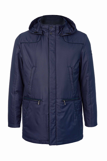 Утепленная куртка с капюшоном темно-синего цвета для мужчин бренда Meucci (Италия), арт. 1075 - фото. Цвет: Темно-синий. Купить в интернет-магазине https://shop.meucci.ru
