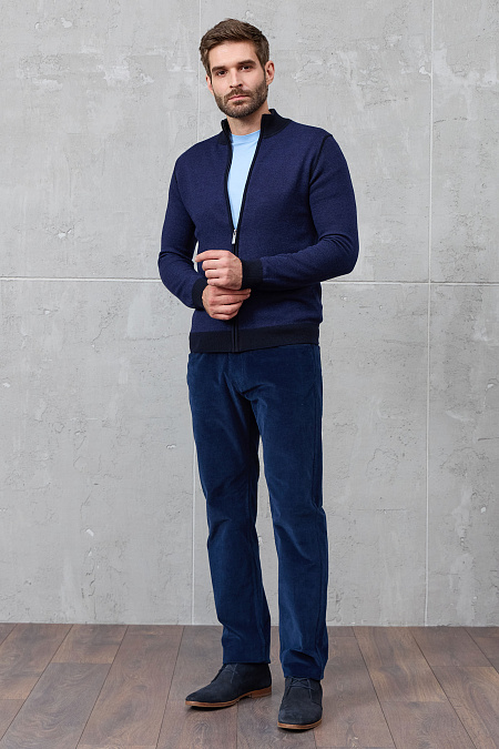 Мужские брендовые брюки синего цвета из хлопкового микровельвета  арт. DV 1056 BLUE Meucci (Италия) - фото. Цвет: Синий. Купить в интернет-магазине https://shop.meucci.ru
