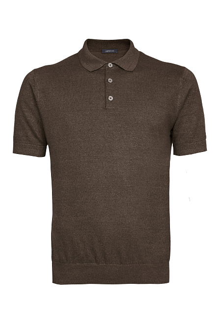 Базовое поло коричневого цвета из смеси льна и хлопка  для мужчин бренда Meucci (Италия), арт. POLOB/0870 - фото. Цвет: Коричневый. Купить в интернет-магазине https://shop.meucci.ru

