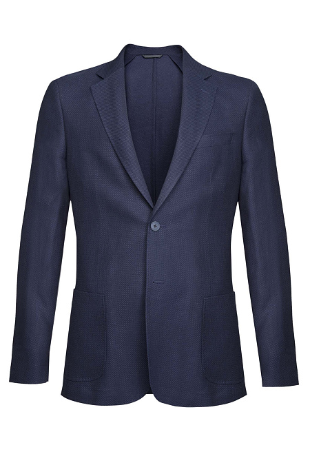 Мужской летний пиджак без подклада из смеси льна, шерсти и шелка  Meucci (Италия), арт. MI 1200181EZ/11757 - фото. Цвет: Темно-синий. Купить в интернет-магазине https://shop.meucci.ru
