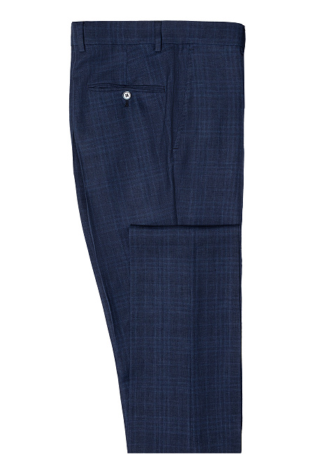 Мужской костюм синий в клетку из льна, шерсти и шелка  Meucci (Италия), арт. MI 2200191/11005 - фото. Цвет: Синий в клетку.