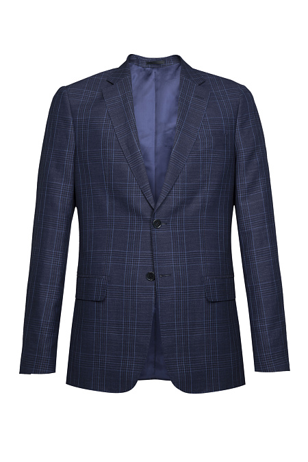 Мужской костюм темно-синий в клетку из смеси шерсти, льна и шелка  Meucci (Италия), арт. MI 2200191DR/12021 - фото. Цвет: Темно-синий в клетку. Купить в интернет-магазине https://shop.meucci.ru
