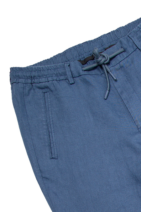 Мужские брендовые брюки льняные светло-синие  арт. VB 4674 INDIGO Meucci (Италия) - фото. Цвет: Светло-синий. Купить в интернет-магазине https://shop.meucci.ru
