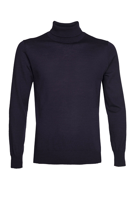 Мужская брендовая водолазка синяя с высокой горловиной из тонкой шерсти  арт. TURTLN/ML0103 Meucci (Италия) - фото. Цвет: Темно-синий. Купить в интернет-магазине https://shop.meucci.ru

