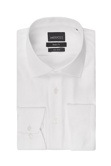 Модная мужская классическая белая рубашка с эффектом non iron  арт. CL 10224070/301004 от Meucci (Италия) - фото. Цвет: Белый.
