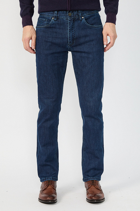 Мужские брендовые джинсы классического кроя средней ширины  арт. NLW REG 1910 Meucci (Италия) - фото. Цвет: Синий. Купить в интернет-магазине https://shop.meucci.ru
