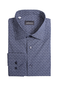 Рубашка хлопковая синяя с орнаментом  (SL 902022 RL 91AG/302204)