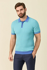 Поло бирюзовое из хлопка Пима  (MEU-SS2410/DQSS51)