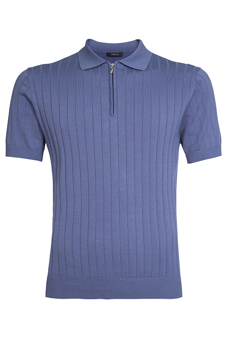 Поло из хлопка, шелка и льна светло-синее для мужчин бренда Meucci (Италия), арт. MEU-SS2406A/DQSS16 - фото. Цвет: Светло-синий. Купить в интернет-магазине https://shop.meucci.ru
