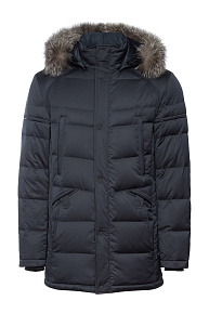 Пуховик средней длины с капюшоном  (3883)