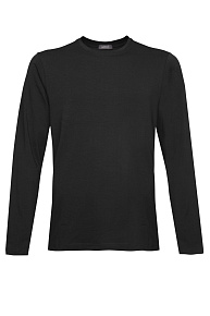 Базовый черный лонгслив из хлопка с добавлением лайкры (TLS 2004 BLACK)
