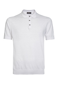 Базовое поло белого цвета из смеси льна и хлопка  (POLOB/0001)