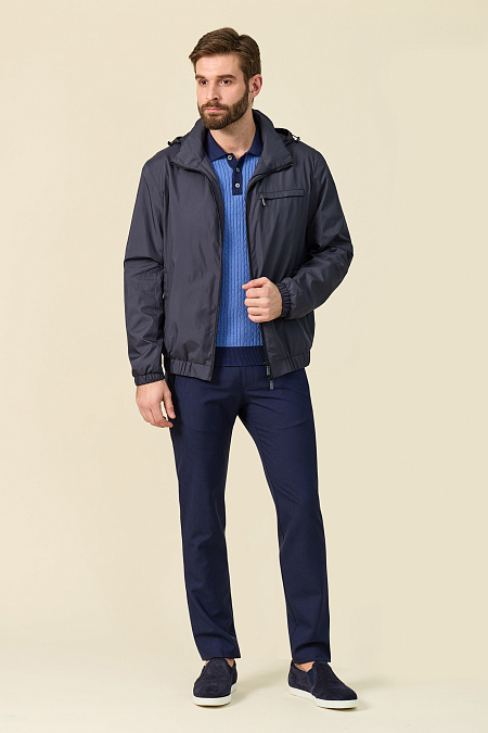 Мужские брендовые брюки темно-синие из шерсти в спортивном стиле  арт. MI 16368320-02 Meucci (Италия) - фото. Цвет: Темно-синий. Купить в интернет-магазине https://shop.meucci.ru
