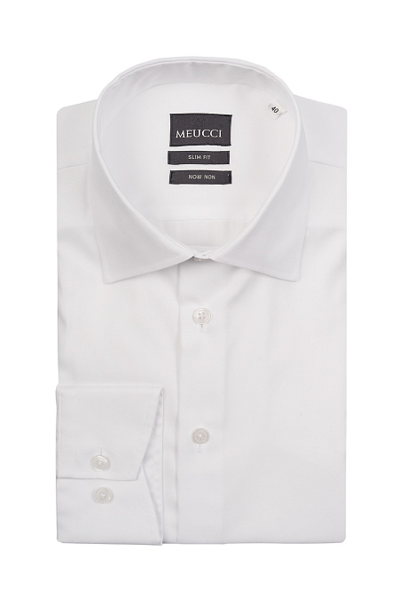 Модная мужская классическая белая рубашка с эффектом non iron  арт. SL 10224070/301001 от Meucci (Италия) - фото. Цвет: Белый.
