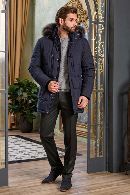 Мужские брюки из шерсти темно-зеленого цвета  арт. 24036320-10 Meucci (Италия) - фото. Цвет: Темно-зеленый. Купить в интернет-магазине https://shop.meucci.ru
