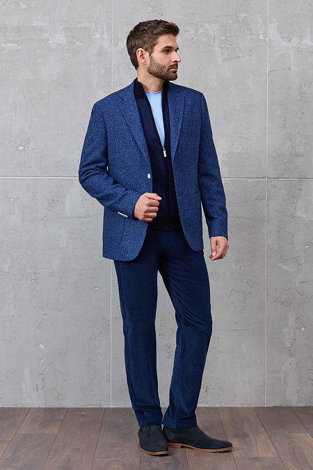 Мужские брендовые брюки синего цвета из хлопкового микровельвета  арт. DV 1056 BLUE Meucci (Италия) - фото. Цвет: Синий. Купить в интернет-магазине https://shop.meucci.ru
