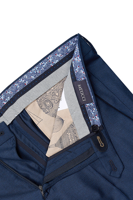 Мужские брюки из шерсти темно-синие  арт. VB 1290 Blue Meucci (Италия) - фото. Цвет: Темно-синий. Купить в интернет-магазине https://shop.meucci.ru
