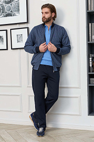 Спортивный костюм синего цвета с орнаментом "гусиные лапки"  (SpSuW1024-4)