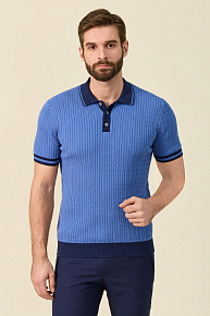 Поло светло-синее из хлопка Пима  (MEU-SS2410/DQSS16)