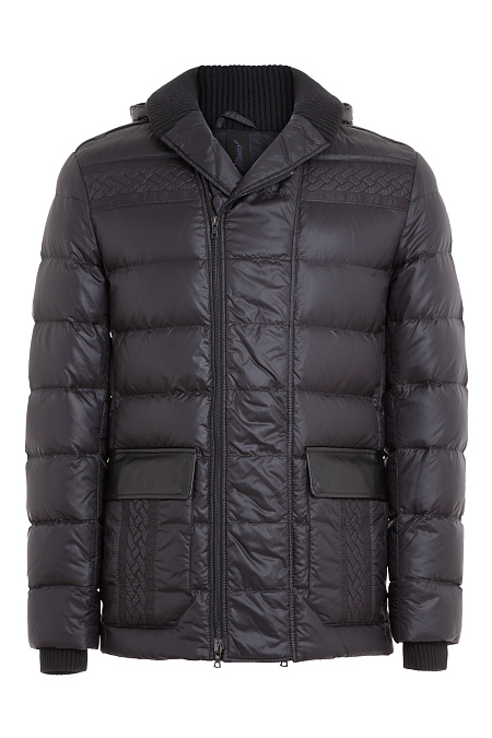 Пуховик сине-черный прямой посадки для мужчин бренда Meucci (Италия), арт. 4804 - фото. Цвет: Navy. Купить в интернет-магазине https://shop.meucci.ru
