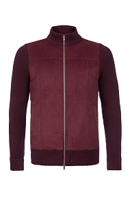 Трикотажная куртка с застежкой на молнию бордовая из шерсти (SWALC/4M0833)
