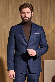 Костюм из шерсти темно-синий в клетку  (MI 2200191RD/8038+)