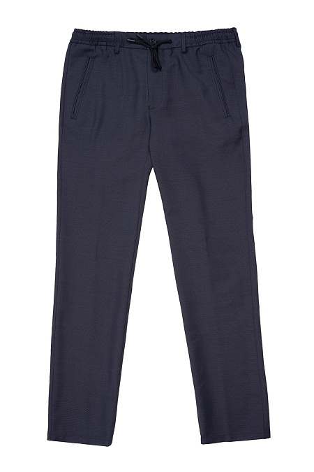 Мужские брюки из легкой шерсти в спортивном стиле темно-синие арт. MI 18168320-02 Meucci (Италия) - фото. Цвет: Темно-синий. Купить в интернет-магазине https://shop.meucci.ru
