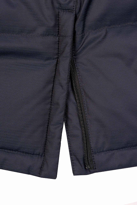 Стеганый пуховик с капюшоном и меховой опушкой  для мужчин бренда Meucci (Италия), арт. 1025 - фото. Цвет: Темно-синий. Купить в интернет-магазине https://shop.meucci.ru
