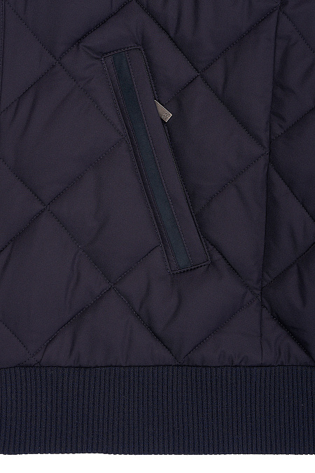 Короткий пуховик-бомбер с меховым воротником  для мужчин бренда Meucci (Италия), арт. 1797 - фото. Цвет: Темно-синий. Купить в интернет-магазине https://shop.meucci.ru
