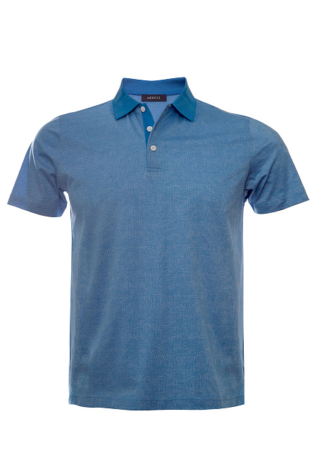 Хлопковое поло с сине-голубым орнаментом для мужчин бренда Meucci (Италия), арт. 4090 DW Lt.Blue - фото. Цвет: Сине-голубой орнамент. Купить в интернет-магазине https://shop.meucci.ru
