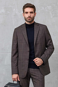 Классический шерстяной костюм коричневый в клетку  (MI 2200191DR/12101)