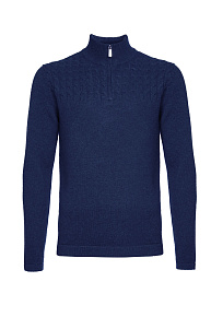 Джемпер из шерсти мериноса с кашемиром синего цвета (CB ZIP/70302023/SM7169)