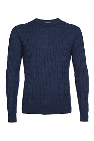 Синий джемпер с косами из шерсти мериноса  (FASR-NECK/16820/5M0668)