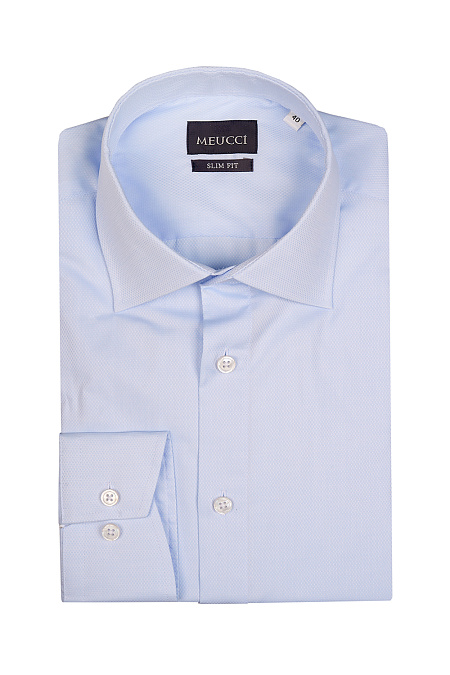 Модная мужская рубашка с длинным рукавом светло-голубая  арт. SL 0191200714 RL BAS/220213 от Meucci (Италия) - фото. Цвет: Светло-голубой, орнамент. Купить в интернет-магазине https://shop.meucci.ru

