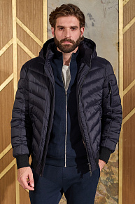 Стеганая короткая куртка-пуховик с капюшоном  (7455)