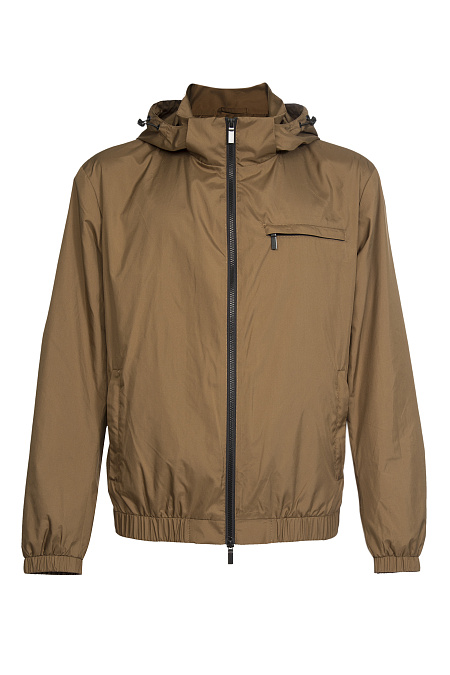 Ветровка с капюшоном песочно-коричневого цвета  для мужчин бренда Meucci (Италия), арт. M-C-136 Gold - фото. Цвет: Песочно-коричневый. Купить в интернет-магазине https://shop.meucci.ru
